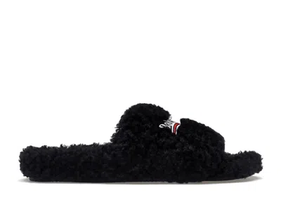Pre-owned Balenciaga Furry Slide (women's) Sneakers In Black/white