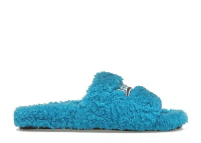 Pre-owned Balenciaga Furry Slide (women's) Sneakers In Blue