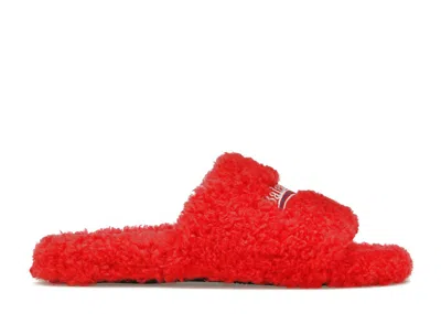 Pre-owned Balenciaga Furry Slide (women's) Sneakers In Red/white