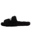 Balenciaga Campaign-logo Faux-shearling Slides In Black