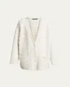 Balenciaga Wool Blend Jacquard Cardigan With V-neckline In Ivoire