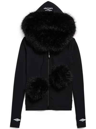 Balenciaga Furry Zip-up Hoodie Clothing In Black