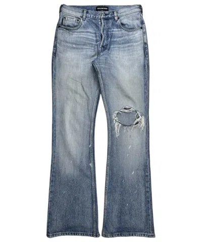 Pre-owned Balenciaga Fw18  Heelbite Flared Bootcut Denim Jeans In Blue