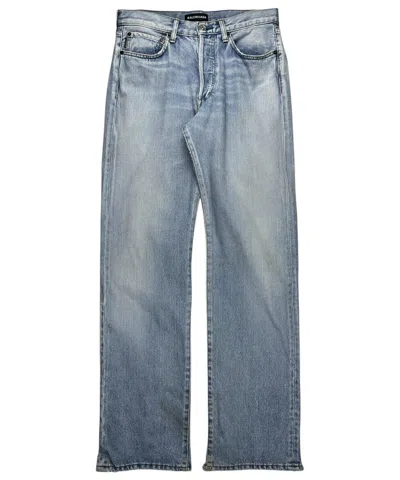 Pre-owned Balenciaga Fw18  Heelbite Wide Bootcut Denim Jeans In Blue