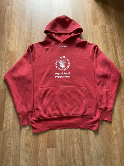 Pre-owned Balenciaga Fw18  World Food Programme Wfp Oversized Hoodie In Red