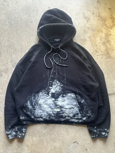 Pre-owned Balenciaga Fw21 “ Afterworld” Painter Hoodie In Black