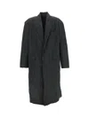 Balenciaga Checkered Long Nylon Raincoat In Grey
