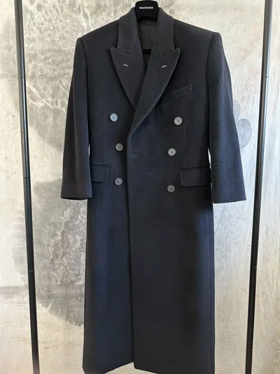 Pre-owned Balenciaga Fw22 Lost Tapes Fitted Heavy Shrunk Coat In Black
