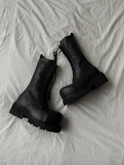 Pre-owned Balenciaga Fw24 Runway Stomper Boots In Black
