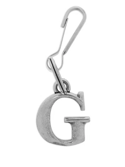 Balenciaga G-charm Keychain In Silver