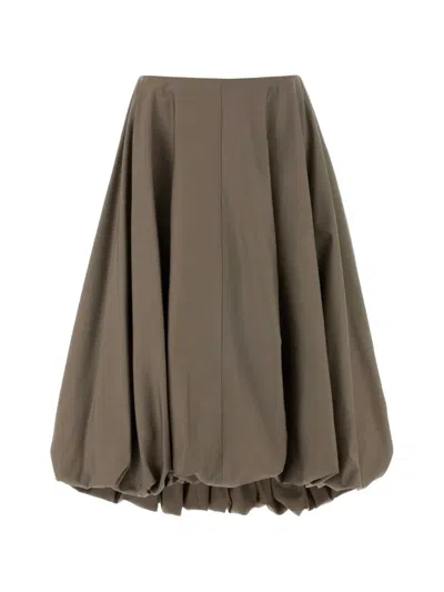 Balenciaga Gabardine Skirt Balloon Silhouette Gathered Hem In Gray