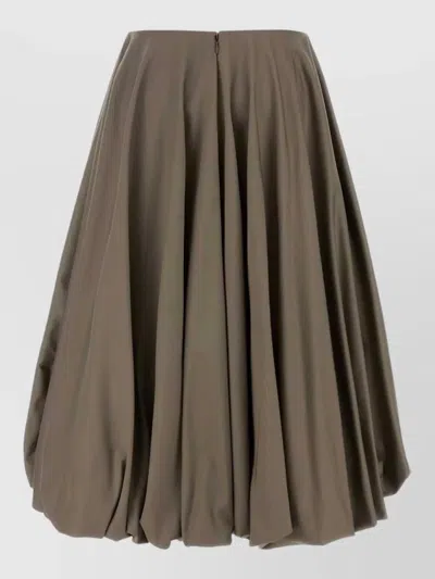 Balenciaga Gabardine Skirt Balloon Silhouette Gathered Hem In Gray