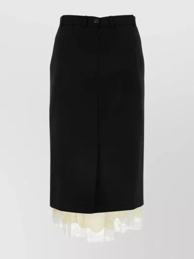 Balenciaga Gabardine Skirt With Lace Hem Detail In Black