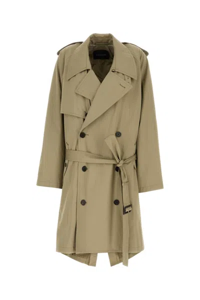 Balenciaga Gabardine Trench Jacket In Green