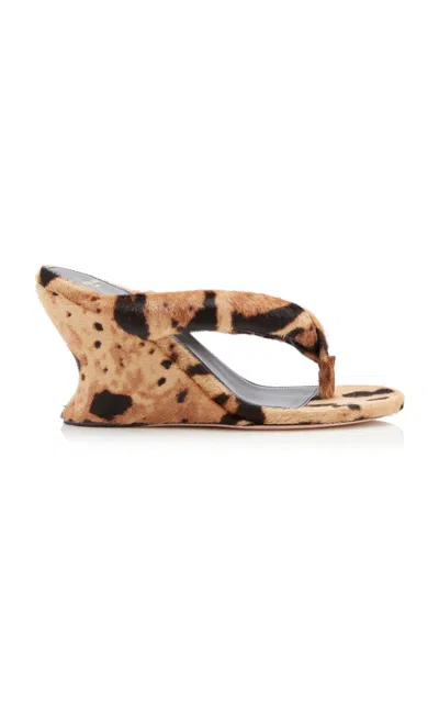 Balenciaga Gaeta Pony Hair Wedge Sandals In Brown