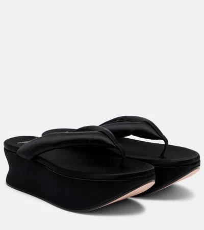 Balenciaga 90mm Gaeta Satin Platform Thong Sandals In Black