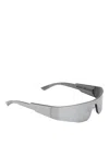 Balenciaga Silver Mono Rectangle Sunglasses In Gray