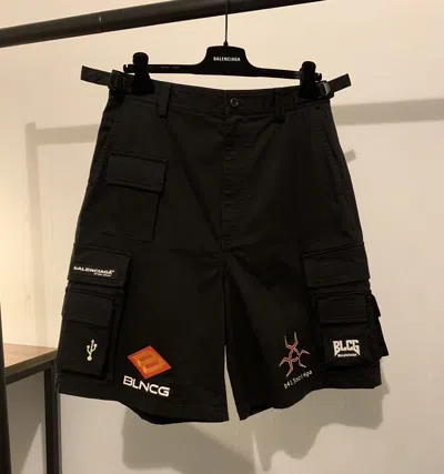 Pre-owned Balenciaga Gamer Cargo Shorts Long Baggy Size 46 