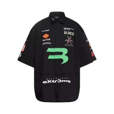 Pre-owned Balenciaga Gamer Patch Button Up Shirt 'black' | Men's Size 41