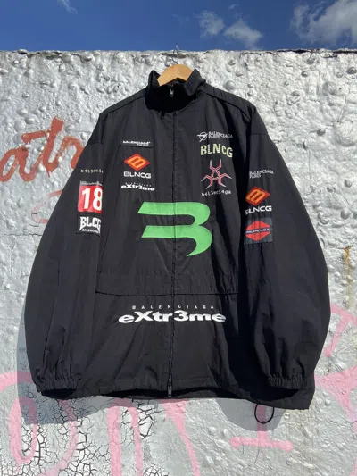 Pre-owned Balenciaga Gamer Zip-up Jacket In Black/green