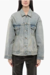 Balenciaga Women's Denim Hourglass Jacket In Blue