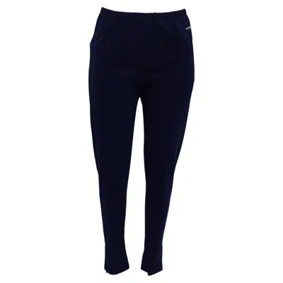 Pre-owned Balenciaga Gartered Slim-fit Trousers In Navy Blue Polyester