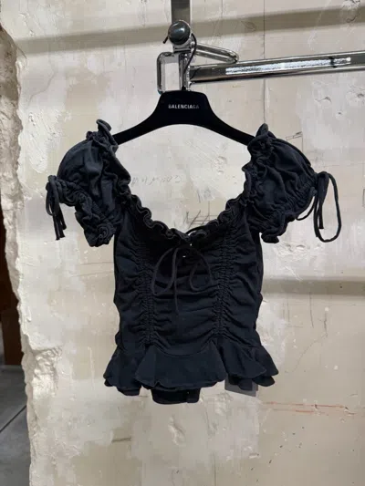 Balenciaga Gathered Cropped Top In Black