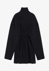 Balenciaga Gathered Mini Dress In Wool-blend In Black