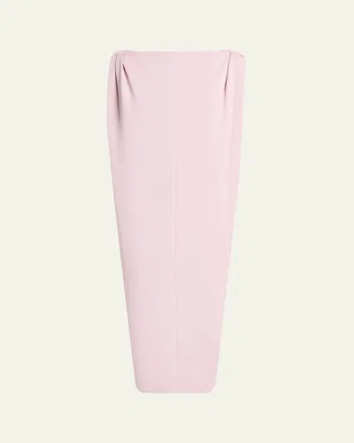 BALENCIAGA GATHERED-SHOULDER HIGH-NECK MIDI SACK DRESS