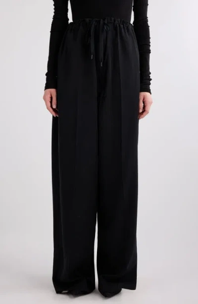 Balenciaga Gender Inclusive Large Fit Poplin Drawstring Pants In Black