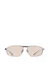 Balenciaga Rectangular Sunglasses Silk Nylon Metal Frame In Silver