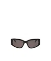 Balenciaga Nano Rectangular Sunglasses Thick Frame Arms In Gold