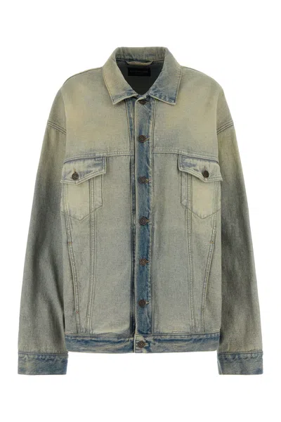 Balenciaga Woman Denim Oversize Jacket In Blue