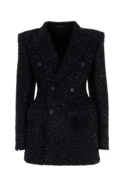 BALENCIAGA BALENCIAGA BLACK BOUCLÉ OVERSIZE HOURGLASS BLAZER