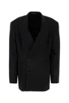 Balenciaga Black Barathea Oversize Cinched Blazer