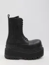 Balenciaga Black Ankle Boots With Logo Plaque On The Front And Side Zips In Leather Man