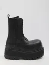 Balenciaga Black Ankle Boots With Logo Plaque On The Front And Side Zips In Leather Man In Black