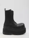 Balenciaga Black Ankle Boots With Logo Plaque On The Front And Side Zips In Leather Man In Black