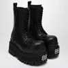Balenciaga Black Ankle Boots With Logo Plaque On The Front And Side Zips In Leather Man