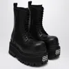 Balenciaga Black Ankle Boots With Logo Plaque On The Front And Side Zips In Leather Man