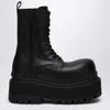 Balenciaga Black Ankle Boots With Logo Plaque On The Front And Side Zips In Leather Man In Black