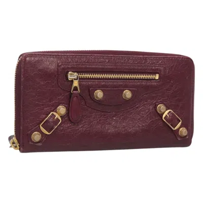 Pre-owned Balenciaga Giant Purple Leather Wallet  ()