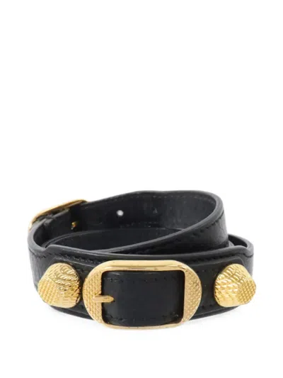 Pre-owned Balenciaga Giant Triple Tour Bracelet In Black