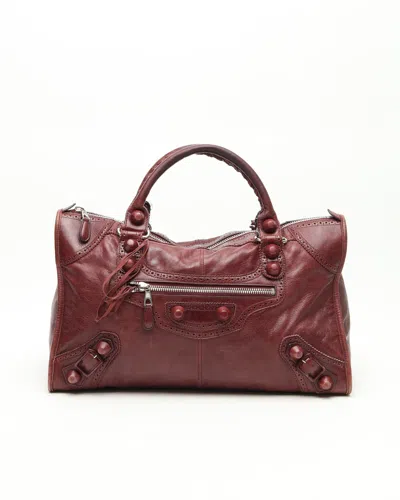 Balenciaga Giant Weekender Bag In Burgundy