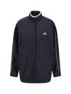 Balenciaga Modern Jacket With Buttoned Cuffs And High Collar In Blue