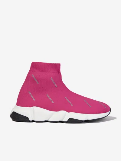 Balenciaga Kids' Girls Logo Speed Trainers Eu 23 - 24 Uk 6 - 7 Pink