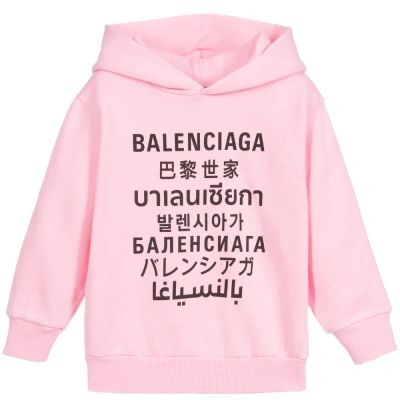 Balenciaga Kids' Girls Pink Languages Hoodie