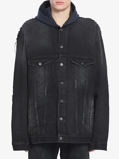 Balenciaga Oversized Layered Jacket In Black