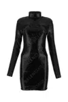 Balenciaga Sequins Mini Dress With Long Sleeves And Turtleneck In Black