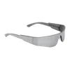 Balenciaga Silver Mono Rectangle Sunglasses In Gray